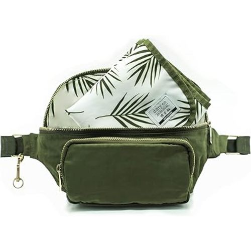 Ditty Co. - Lanikai Small Diaper Bag - Portable Changing Pad - Crossbody Bags For Women - Fanny Pack - Baby Travel Essentials (Olive Green)
