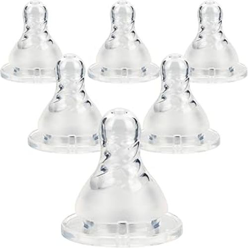 Silicone Nipple for Dr. Brown's Narrow Baby Bottle & Glass Bottles,Level 3 Nipples, Fast Flow, 6m+, 6 Count