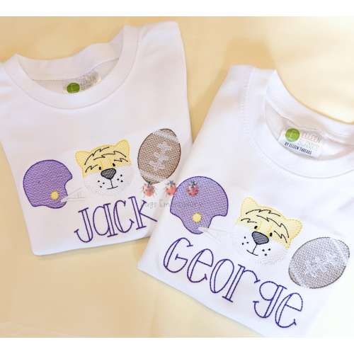 Tiger Football Monogram Shirt, Toddler Purple Gold Tigers Outfit, Football Bodysuit, Football Tiger Bubble, Personalize