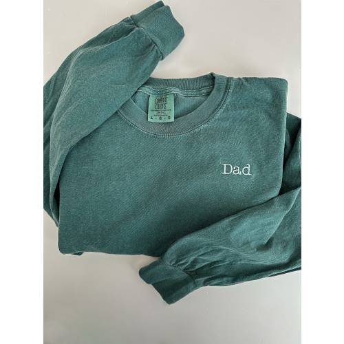 Comfort Colors Embroidered Long Sleeve Dad T Shirt - Gifts for Dad - CustomText - Papa Grandpa