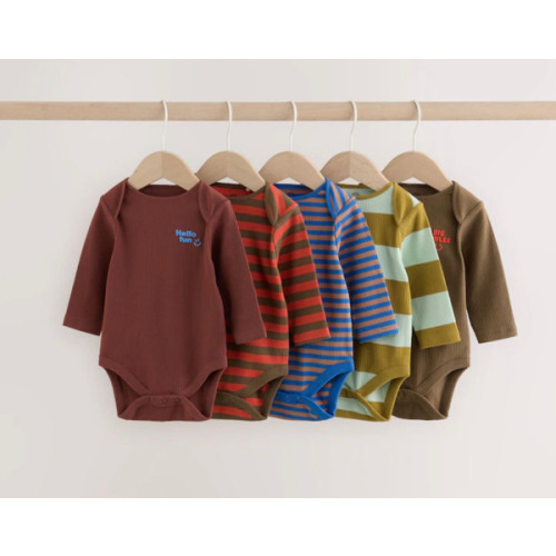 Buy Multi Stripe Long Sleeve Bodysuits 5 Pack from Next USA