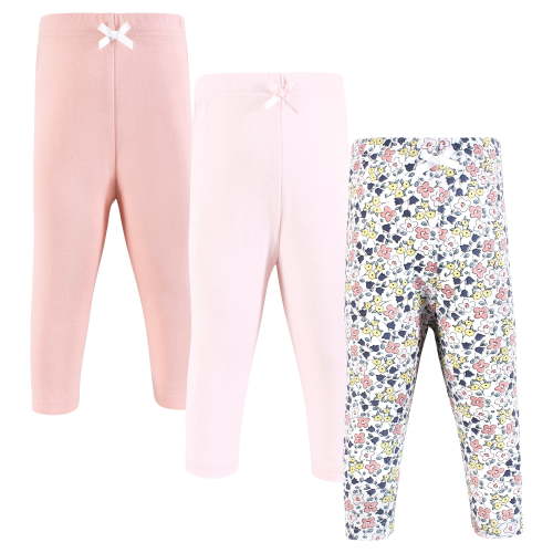 Hudson Baby Infant Girl Cotton Pants and Leggings, Ditsy Floral, 9-12 Months, Casual Comfortable