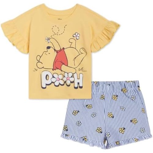 Disney Floral T-Shirt and Chambray Shorts Outfit Set Infant to Big Kid Sizes (12 Months - 14-16)