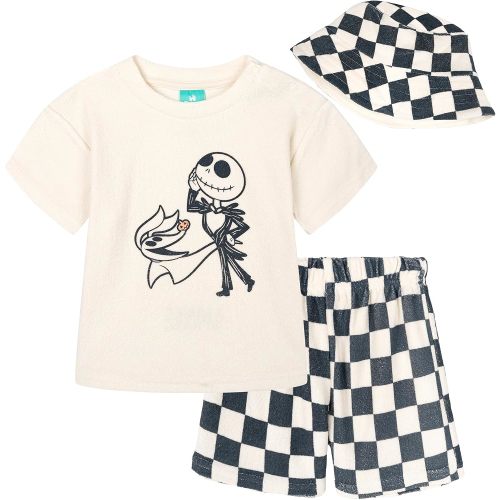 Disney Baby Loop Terry Cloth T-Shirt, Shorts & Bucket Sun Hat 3 Piece Outfit Set Newborn to Infant Sizes (0-24 Months)