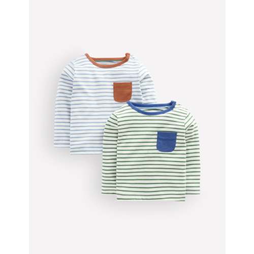 Twin Pack Cotton T-Shirt-Multi Stripe 6-9M