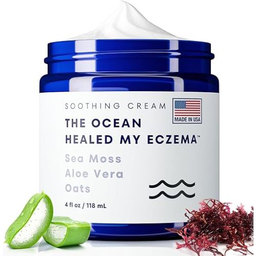Natural & Soothing Eczema Cream - Hydrating & Nourishing Psoriasis Cream with Sea Moss & Colloidal Oatmeal - Quick Absorbing Anti Itch for Dry Sensitive Skin (4oz)