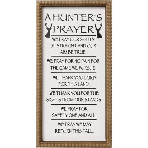 Hunting Wall Decor, 15.7×7.9 Inch Wooden Hunters Prayer Sign, Hunting Theme Art Boys Room Cabin Decorations for Home