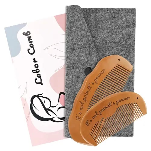 2 Pcs Birthing Comb for Labor Pain, Post Partum/Home Delivery Essentials, Pregnancy/Birth/Hospital Bag Must Haves, Gifts for Expecting Mom, Acupressure Tool for Anxiety/Natural Pain/Stress Relief