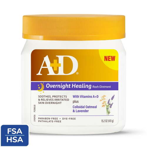 A+D Overnight Healing Diaper Rash Ointment for Baby, Soothes, Protects & Relieves Overnight, 15.2 oz