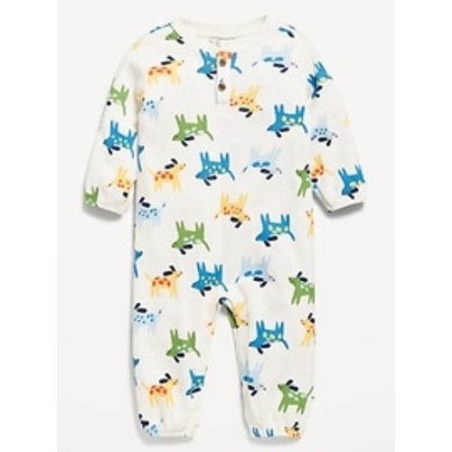 Long-Sleeve Waffle-Knit Henley One-Piece for Baby | Old Navy