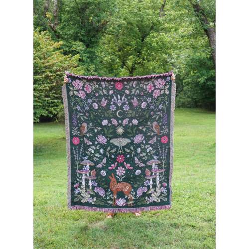 "Bambi in the Garden" - Woven Throw Blanket Tapestry