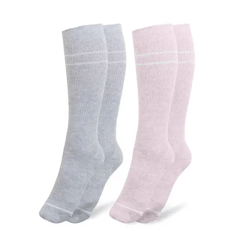 Kindred Bravely Compression Socks 2-Pack | Graduated Compression Socks for Circulation Pregnancy Travel (Pink & Grey Heather, Small)