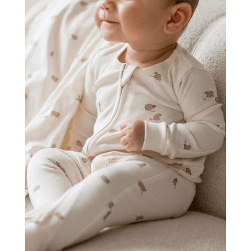 PEYTON ZIPPER SLEEPER - bear/truffle/honey