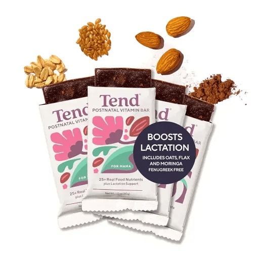 Tend Daily Postnatal Vitamin Bar - Lactation & Recovery. Real Food Postnatal Vitamins for Women. Made Only From Whole Foods. Supports Postpartum, Milk Supply & Breastfeeding - Chocolate Sea Salt (4ct)