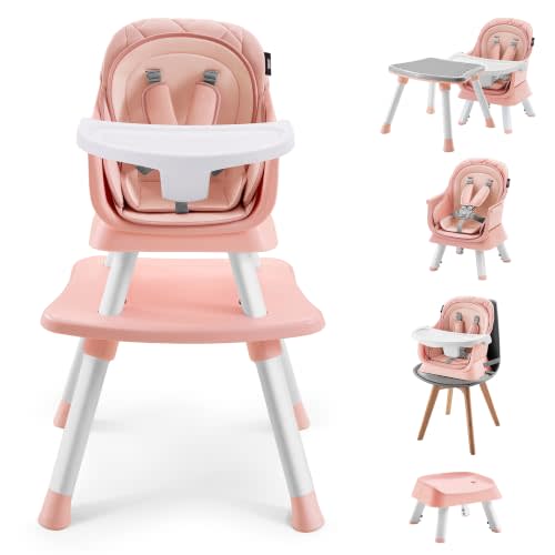 HARPPA Moro High Chair, 8-in-1 Convertible Baby Feeding Chair for Toddlers | Easy to Clean Highchair, Dual-layer Cusion, 5-Point Padded Harness, Booster Seat, Kids Learning Table & Chair, Removable Tray