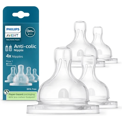 Philips Avent Anti-Colic Nipples - Flow 1, 4-Pack, SCY761/44