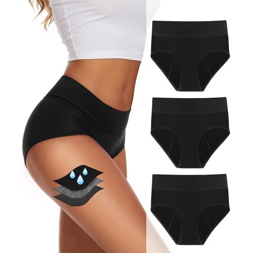 KEECOW Period Underwear For Women, Leak-Proof 2.0, Comfort, Postpartum, Heavy Flow, Brief, 3 Pack