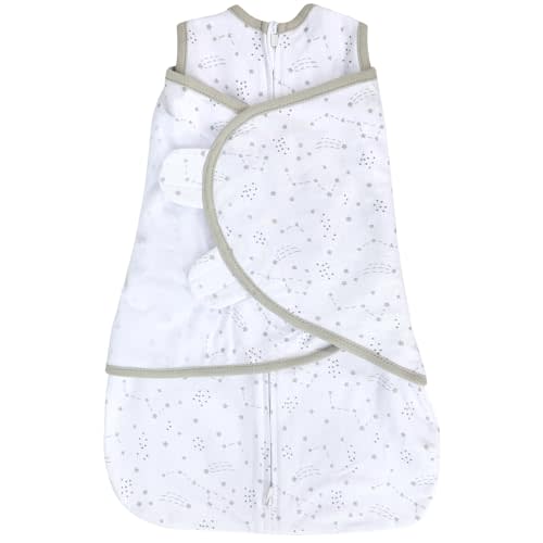 LANDICI Newborn Sleep Sack Baby Swaddle, 0-3 Months, 100% Cotton Swaddles for Newborns, 3-Way Adjustable Baby Wearable Blanket, Easy Changes Sleepsack Swaddle