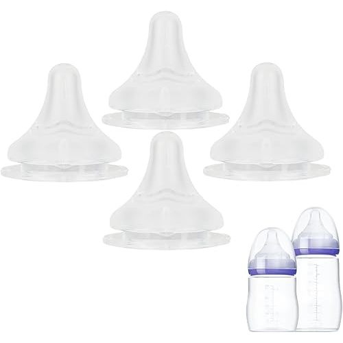Compatible with Lansinoh S Nipple,4 Pcs Fit for Lansinoh Slow Flow Nipples,Slow Flow,Size S, 1+ Months, 4 Counts