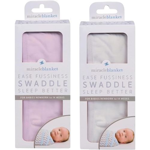 Miracle Blanket Swaddle Wrap Bundle - Boy, Girl, or Neutral Receiving Baby Blanket - Soft, Wearable Sleep Sack Essential for Newborns and Infants (Pink & Natural Beige)
