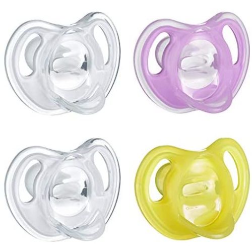 Tommee Tippee Ultra-Light Silicone Pacifier, Symmetrical One-Piece Design, BPA-Free Silicone Binkies, 6-18m, 4-Count