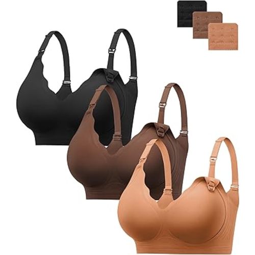 HBselect Nursing Bras for Breastfeeding 3PCS Comfort Jelly Maternity Bras Seamless Wireless Push Up Pregnancy Bralettes
