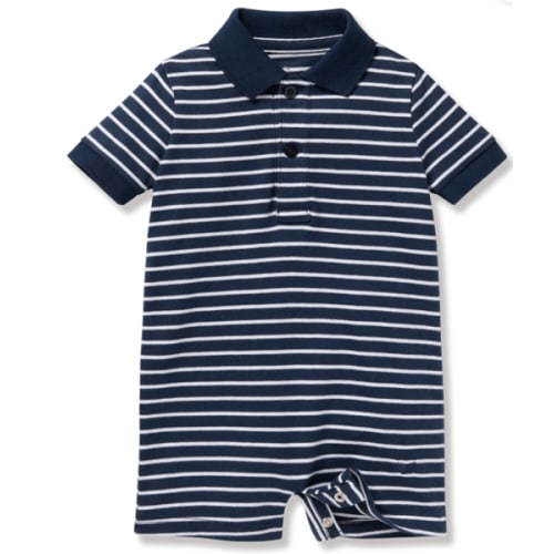 Baby's Pima Louis Play Romper in Navy Stripe