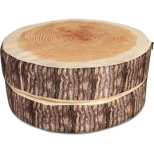 2 PCS Wood Log Pillow - Realistic 3D Digital Print Tree Campfire Pillow - Cute & Comfy Tree Cushion, Camping Throw & Floor Cushions for Camping Theme Classroom