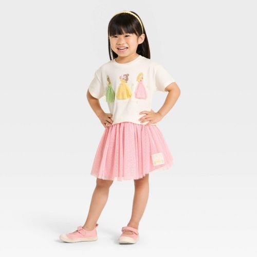 Toddler Girls' 2pc Disney Princess T-Shirt & Skirt Set - Pink 2T
