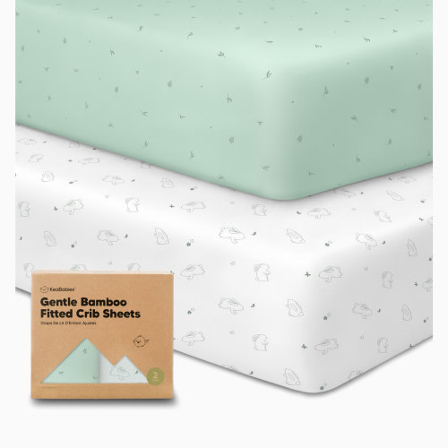 Isla Bamboo Viscose Fitted Crib Sheets - Bunnies