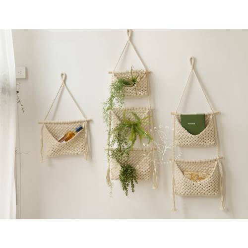 Macrame hanging basket Hanging wall basket Macrame mail Holder Magazine Holder Fruit basket Boho kitchen bathroom storage, Gifts for mom