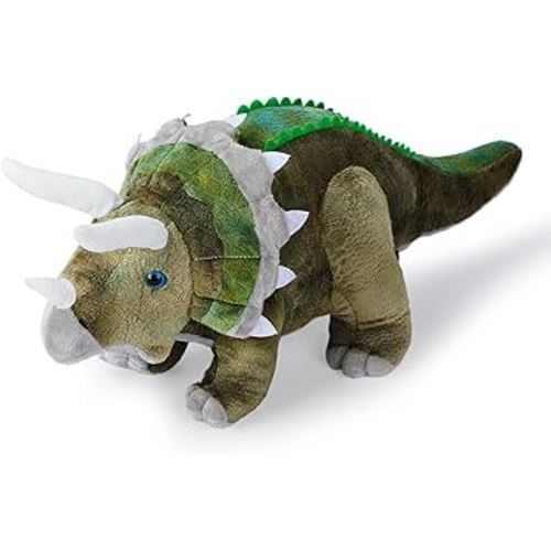 Dinosaur Plush Toy, Triceratops Stuffed Animal Throw Plushie Pillow Doll, Soft Grey Fluffy Friend Hugging Cushion - Present for Every Age & Occasion