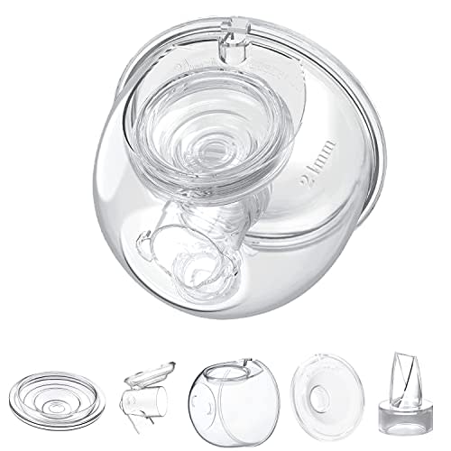 Wearable Breast Pump Milk Collector Cup Accessories,Compatible with TSRETE S12/S9,Kmaier S12 Wearable Breast Pump,Include Duckbill Valve,Silicone Diaphragm,24mm Flange,Milk Collector,Linker