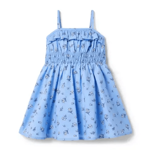 Blue Bead Floral Smocked Dress by Janie and Jack (12-18m)