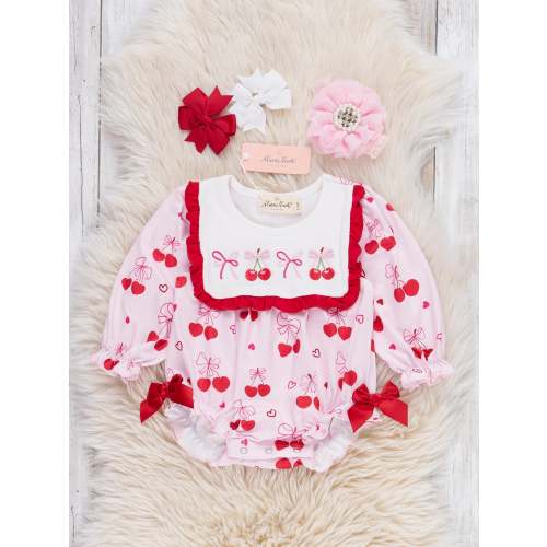 Cherry Bow Embroidered Bubble