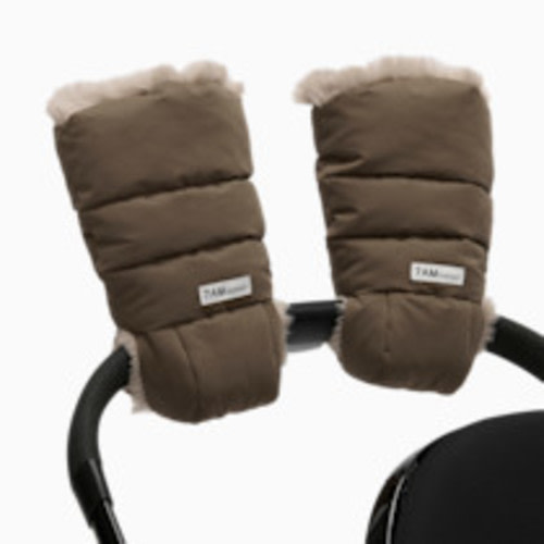 7AM Enfant Warmmuffs - Moss Brown/Greige Fur