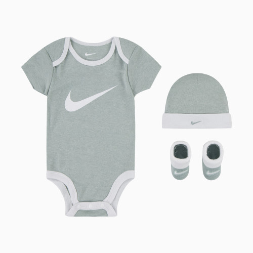 Nike Baby Bodysuit, Hat and Booties Box Set - Mica Green Heather, 0-6 M