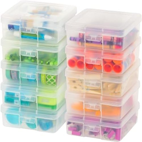 IRIS USA Clear Cases |Made in USA| Plastic Box Organizers (10-Pack)- Small
