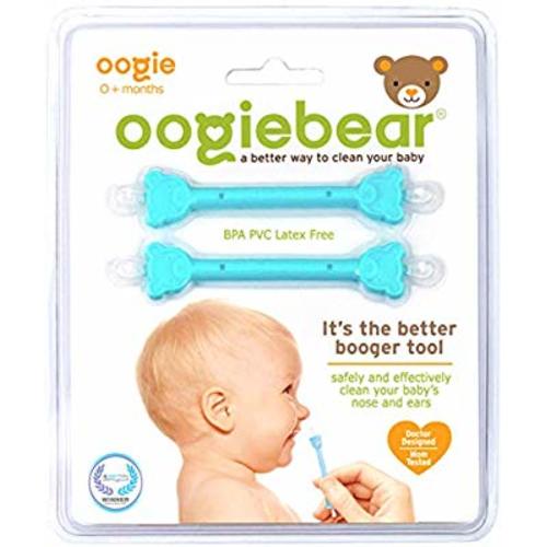Oogiebear - The Safe Baby Nasal Booger and Ear Cleaner - Baby Shower Gift and Registry Essential Snot Removal Tool, Blue Two Pack - 2 Count - BLUBLU