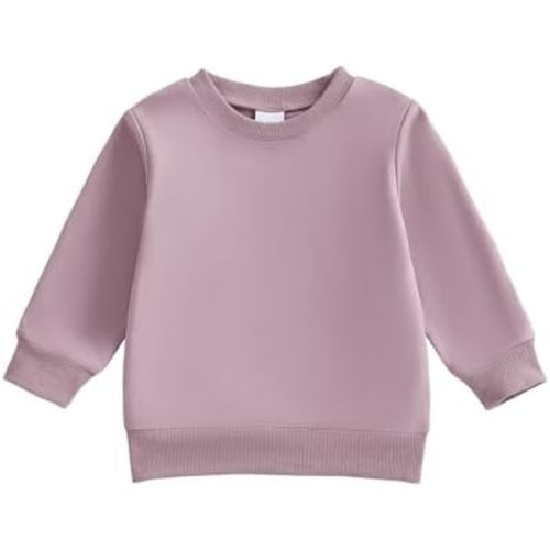 Toddler Baby Boy Girl Crewneck Sweatshirt Hoodie Solid Color Pullover Top