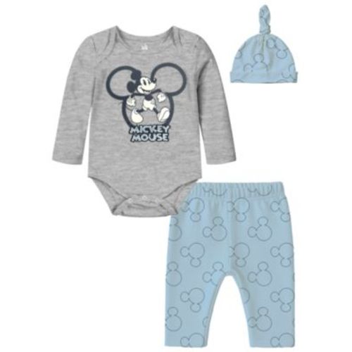 Baby Boys 3-Piece Mickey Mouse Bodysuit, Pants and Hat Set
