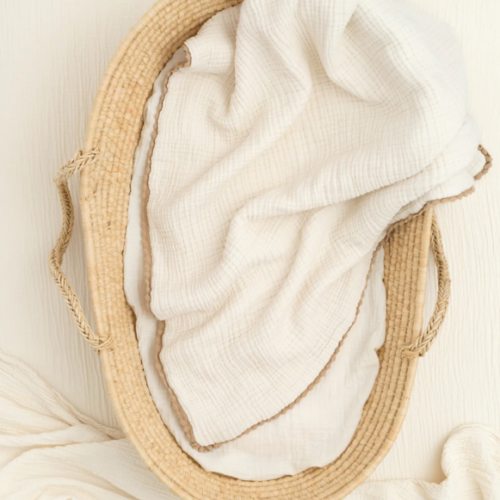 Heirloom Lace Baby Blanket | Organic Cotton | Undyed Fawn