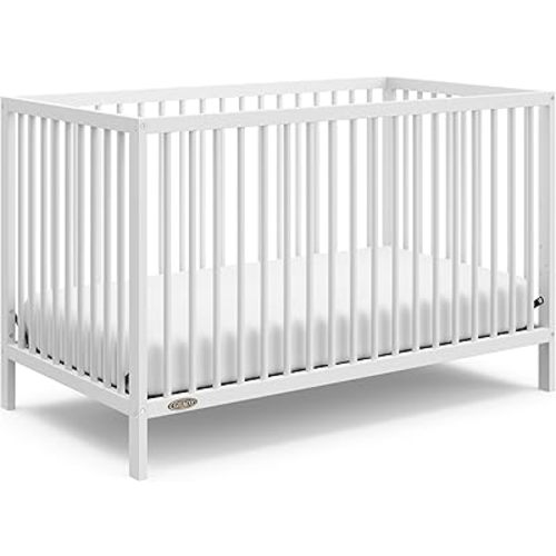 Graco Teddi 5-in-1 Convertible Crib – GREENGUARD Gold Certified, Baby Crib Converts to Daybed, Toddler & Twin Bed with Headboard and Footboard, Adjustable Mattress Height (White)
