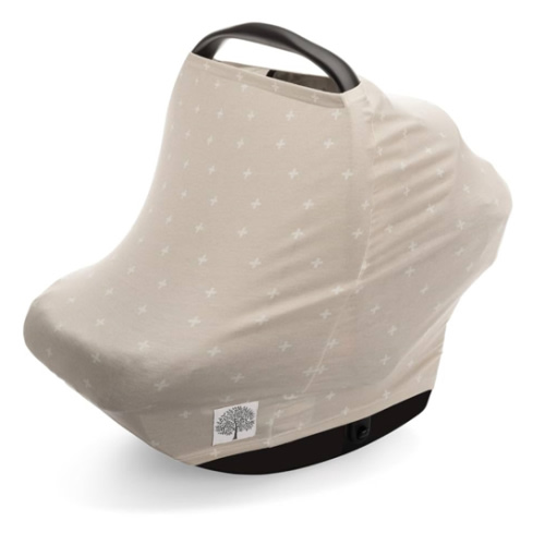 Parker Baby 4 in 1 Car Seat Cover for Girls and Boys - Stretchy Carseat Canopy, Nursing Cover, Grocery Cart Cover, High Chair Cover - "Desert"