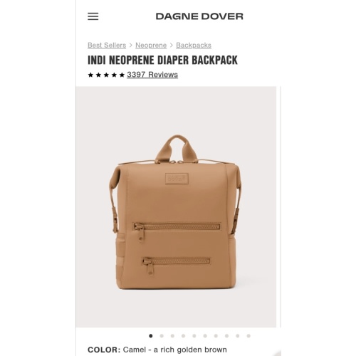 Indi Diaper Backpack in Camel, Large