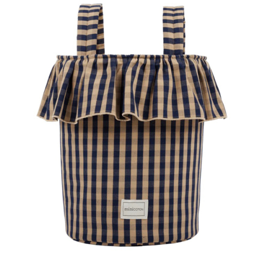 Vichy Basket - Navy + Caramel · Minicoton