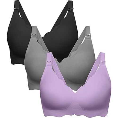 Angelhood Nursing Bras for Breastfeeding Ultra Comfort Seamless Maternity Bra Pack Wireless Pregnancy Bralette Bra Extender