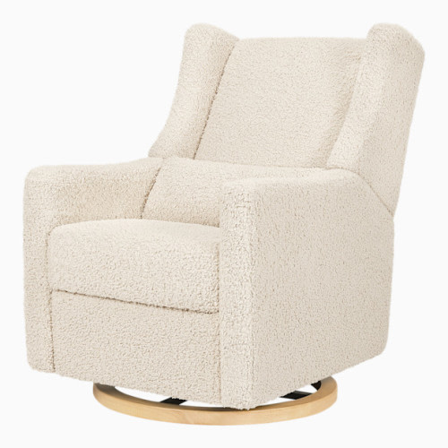 Kiwi Electronic Recliner and Swivel Glider - Almond Teddy Loop With Light Wood Base