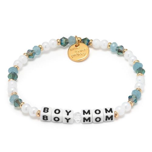 Boy Mom Bracelet, The Original Word Bracelet, Made with Colorful Beads and Plated Brass Hardware, Handcrafted Design & Positive Message, Size XS