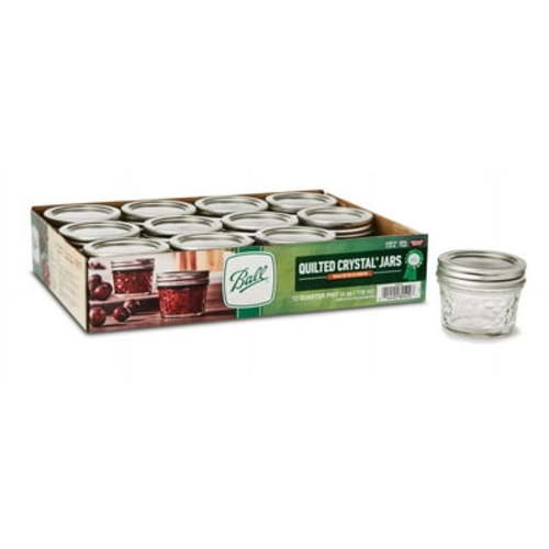 Ball Regular Mouth 4oz Quilted Pint Mason Jars, 12 Count